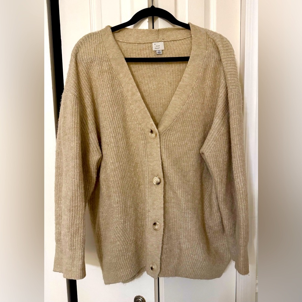 Jenni Kayne Look Alike A New Day Oversized Shaker Stitch Tan Cardigan